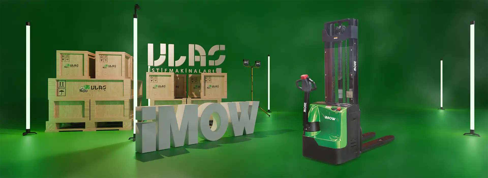 ES16-16WA istifleyici, depo içinde güvenli kaldırma ve verimli istifleme operasyonu gerçekleştiriyor.