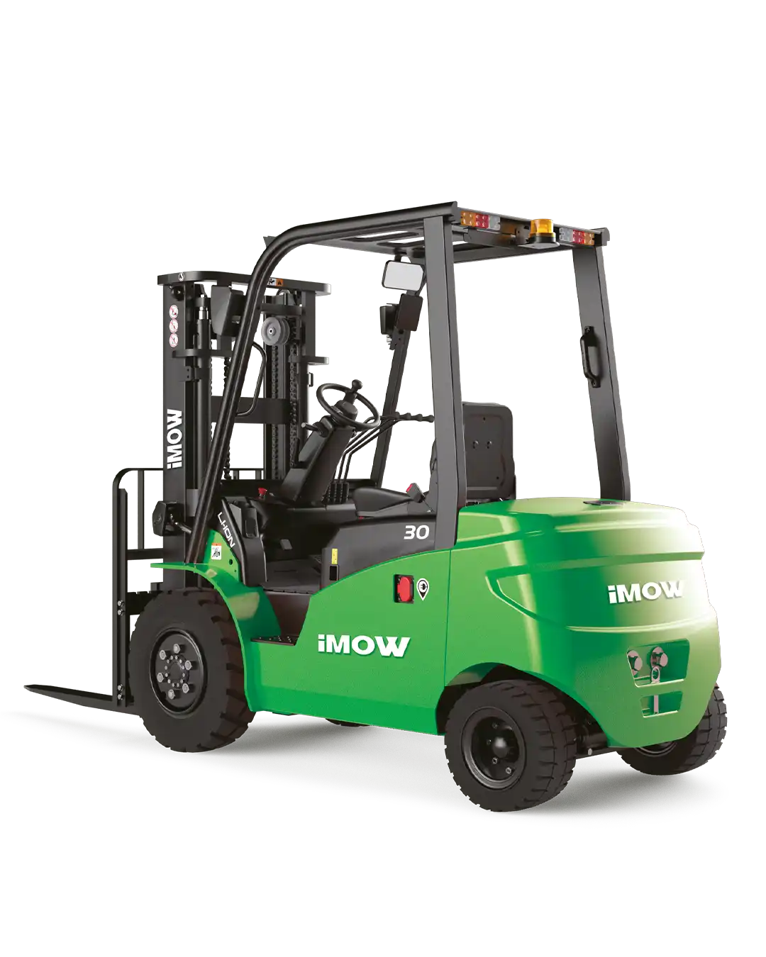 İMOW ICE353S 3.5 ton elektrikli forklift, rampada yüksek çekiş gücüyle ağır yük taşırken görünüm.