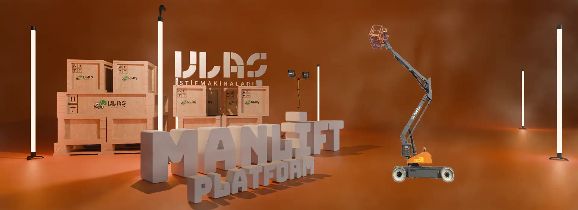 Ulaş İstif Makinaları — SAL-12EJ: Eklemli bomla engel aşma, 355° kule dönüşü ve hassas manevrayla endüstriyel bakım ve montaj işlerinde profesyonel çözüm.