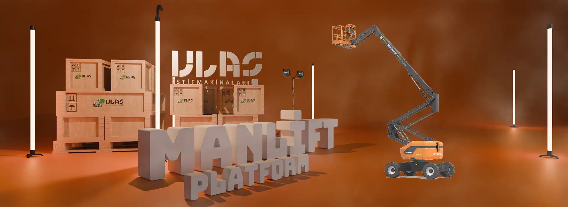 Ulaş İstif Makinaları — SAL-18EJ: 355° kule dönüşü, geniş platform ve akülü tahrikle endüstriyel bakım ve montaj işlerinde maksimum erişim ve manevra.