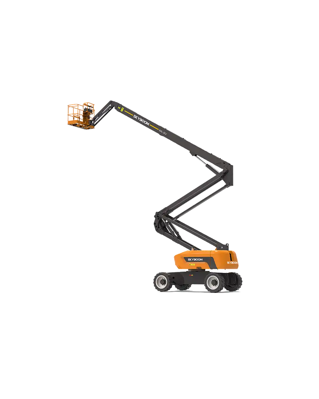 SAL-25J dizel eklemli platform: 26 m çalışma yüksekliği, 15 m yatay erişim, 4×4 çekiş ve güçlü Yanmar motoruyla yüksek alanlarda dengeli ve güvenli erişim sağlar.
