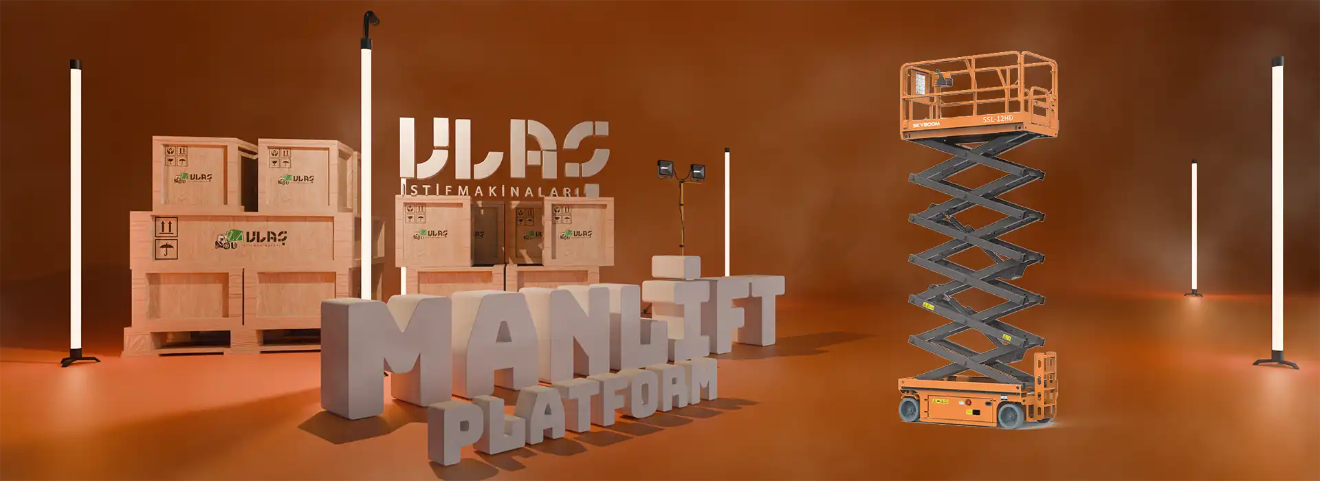 Ulaş İstif Makinaları — SSL-12HD: Güçlü hidrolik sistem, geniş platform alanı ve dayanıklı makas yapısıyla yüksek erişimde maksimum güvenlik ve verimlilik.