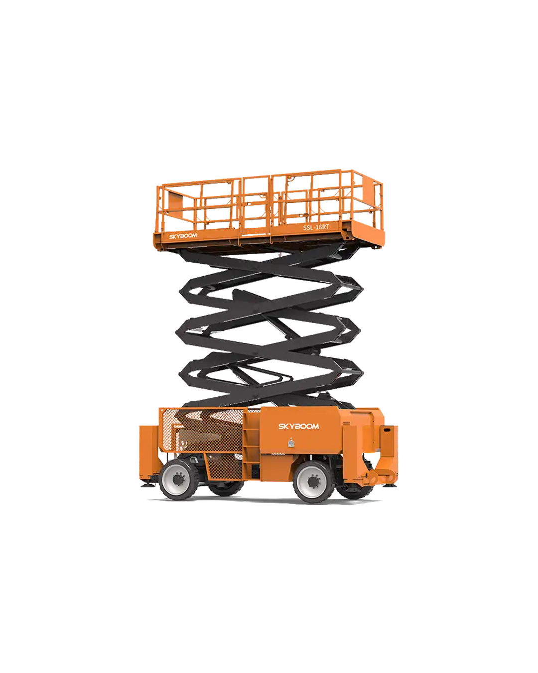 SSL-16RT dizel makaslı platform: 18 metre çalışma yüksekliği, 680 kg taşıma kapasitesi ve 4x4 çekiş gücüyle açık sahalarda üstün performans.