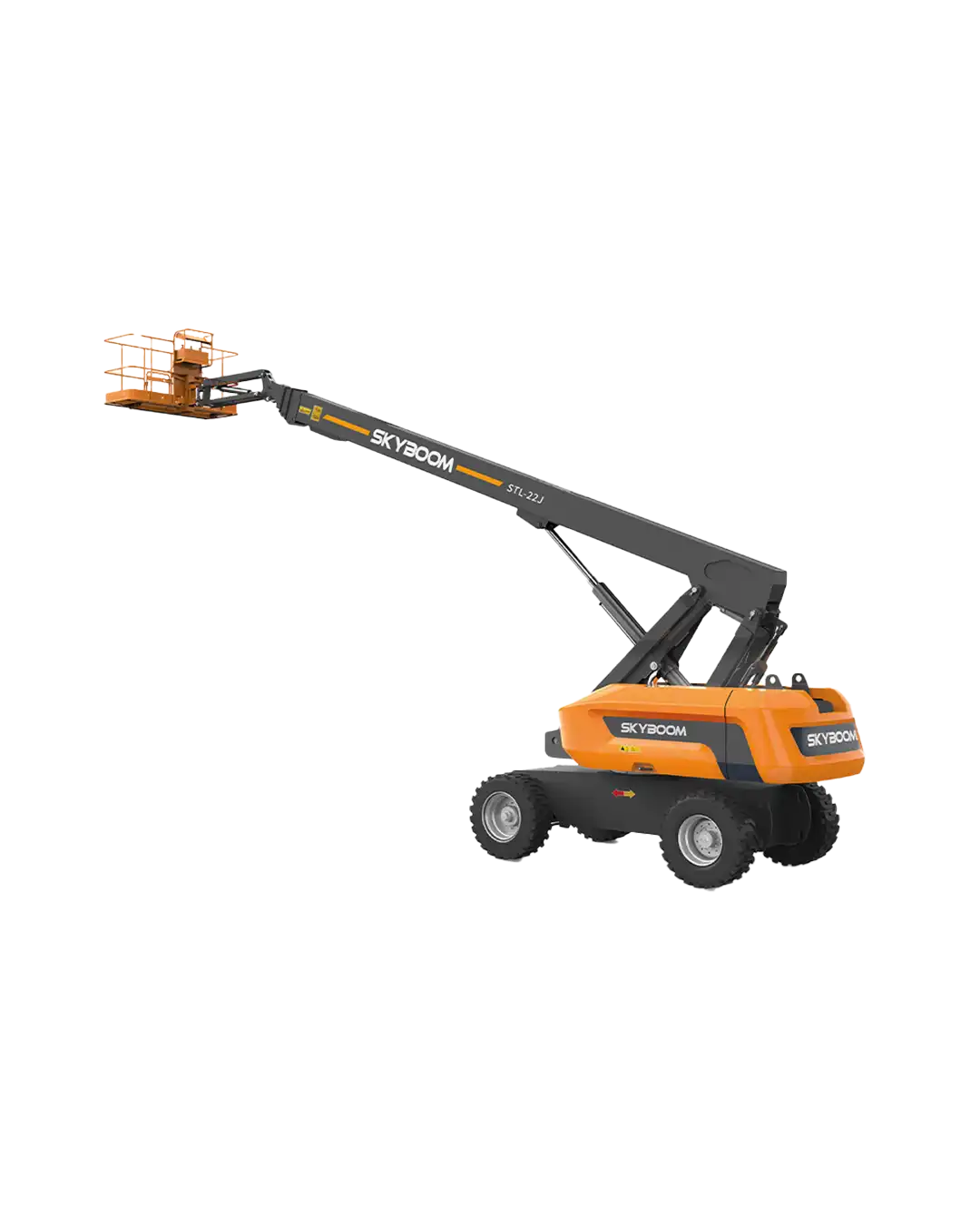 STL-22J dizel teleskopik bomlu platform: 24 m çalışma yüksekliği, 16 m yatay erişim ve güçlü Cummins dizel motoruyla endüstriyel projelerde güvenli, dengeli ve yüksek performanslı çalışma sunar.