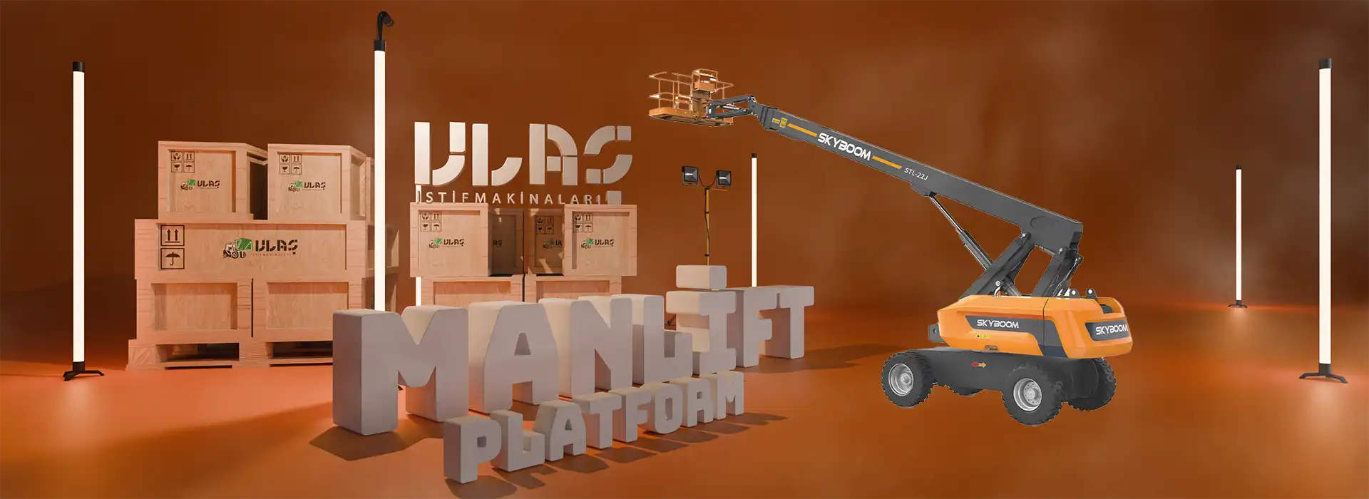 Ulaş İstif Makinaları — STL-22J: Güçlü motoru, 4×4 çekiş sistemi ve yüksek erişim kapasitesiyle enerji, inşaat ve bakım projelerinde profesyonel çözüm sunan teleskopik bomlu platform.