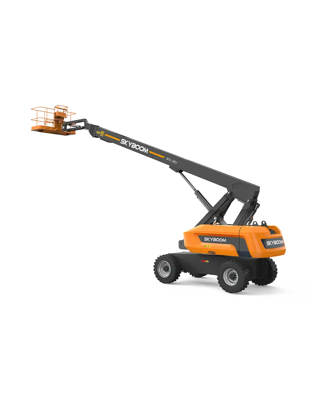 STL-28J dizel teleskopik bomlu platform: 30 m çalışma yüksekliği, 18 m yatay erişim, güçlü Cummins motor ve 4×4 çekiş sistemiyle zorlu arazilerde profesyonel çalışma sağlar.
