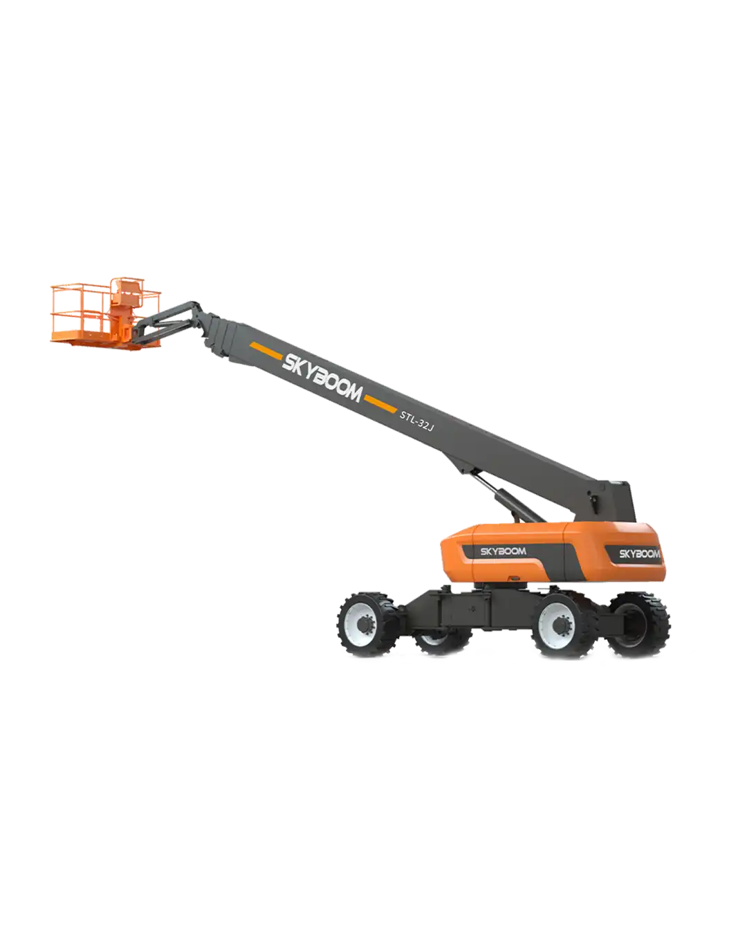 STL-32J dizel teleskopik bomlu platform: 34 m çalışma yüksekliği, 20 m yatay erişim ve güçlü Cummins motoruyla endüstriyel yüksekliklerde güvenli, dengeli ve güçlü performans sunar.