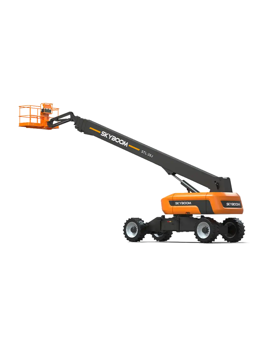 STL-38J dizel teleskopik bomlu platform: 40 m çalışma yüksekliği, güçlü 4×4 çekiş sistemi ve Cummins motoruyla zorlu endüstriyel sahalarda güvenli erişim sağlar.