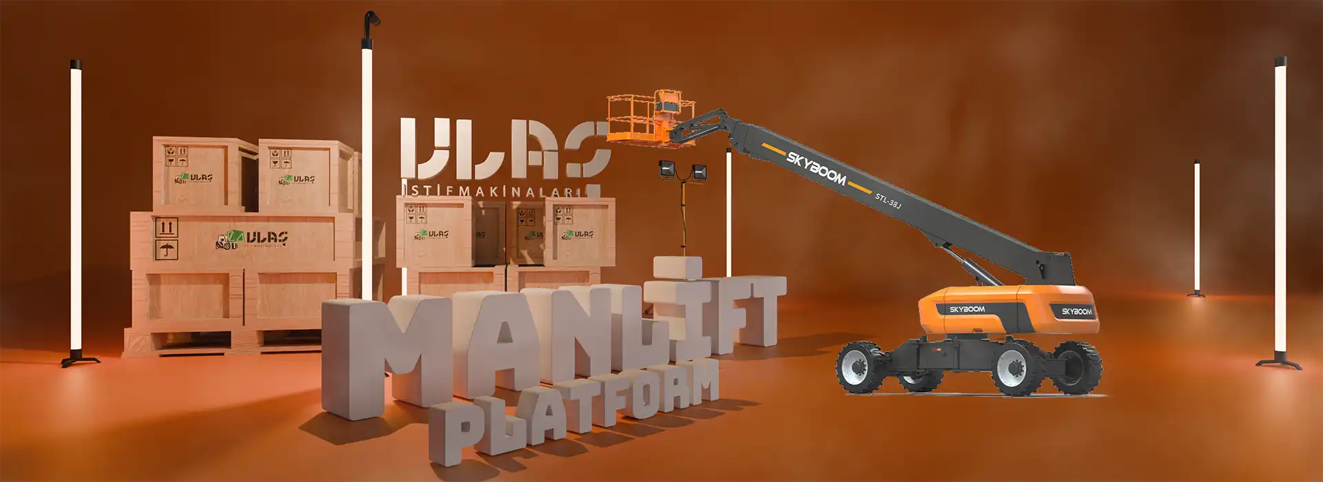 Ulaş İstif Makinaları — STL-38J: Endüstriyel projelerde maksimum erişim, dayanıklılık ve performans sunan profesyonel teleskopik bomlu platform.