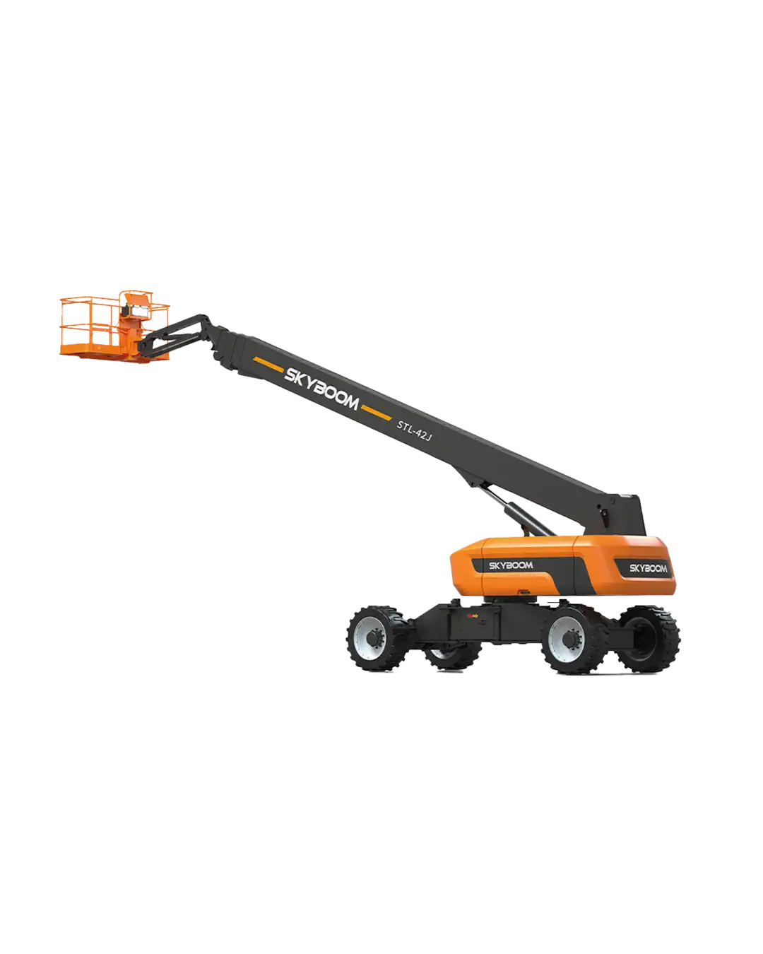 STL-42J dizel teleskopik bomlu platform: 43,8 m çalışma yüksekliği, 21,6 m yatay erişim ve güçlü Cummins motoruyla büyük ölçekli inşaat, enerji ve sanayi projelerinde profesyonel çalışma sağlar.